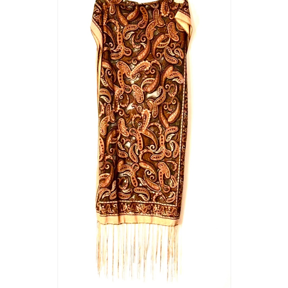 Seven Ways To Wear Scarf x KOKOMO Glitter Paisley Print One Size Brown Black 65”